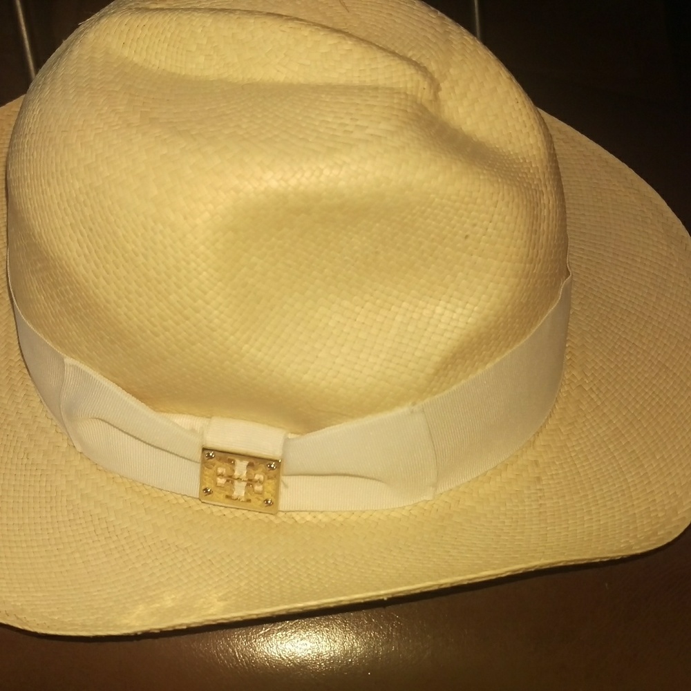 Tory Burch Top Stitch Natural Ivory Fedora Hat